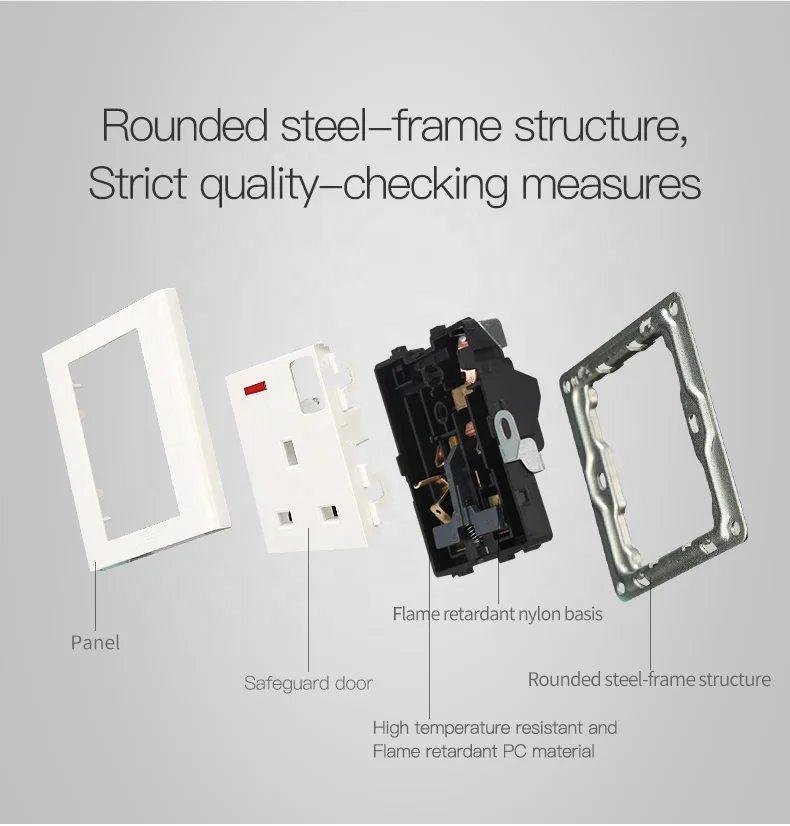 AC power 13A  electrical universal switched wall socket