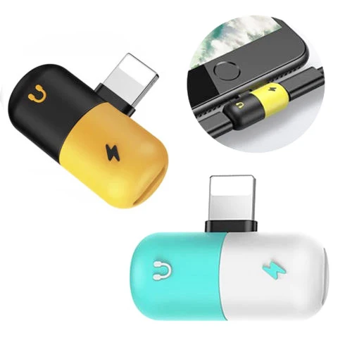 

2 In 1 Dual Lightningg Adapter Splitter For Iphone Xs/Xs Max/Xr/X/8/7Plus, Yellow+black;blue+white