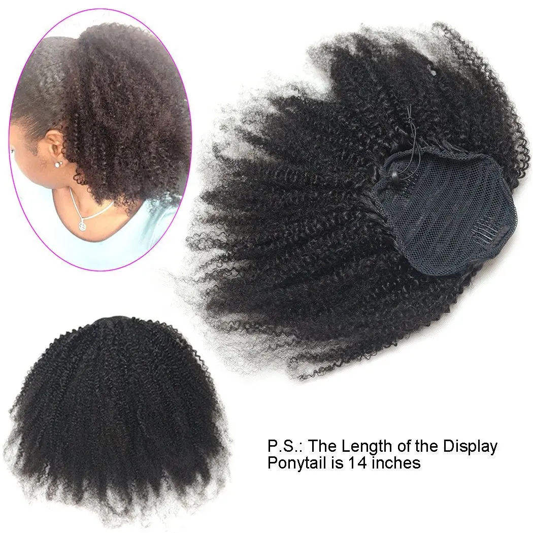Buy Afro Kinky Curly Clip In Top Closure Ponytail Hair Piece Afro