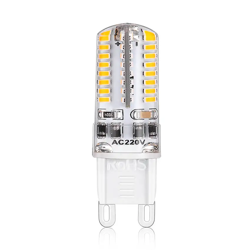 Good price Silica gel body Ceramic feet AC 110V 120V 230V 220V 64 SMD 3014 2.5 watt G9 bul led light 2.5W Dimmable G9 LED bulb