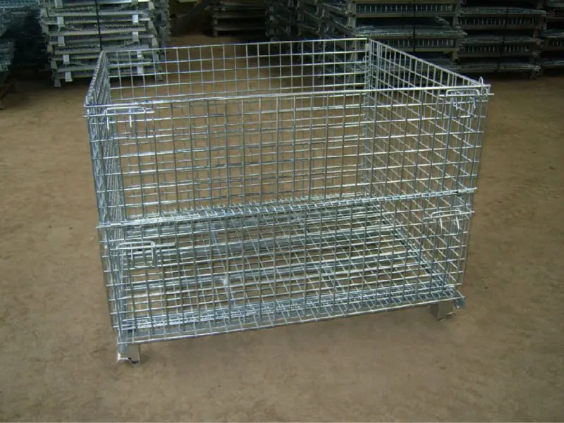 Contenedor de almacenamiento de acero resistente del compartimiento del metal de la jaula del alambre de la caja de la malla del almacén de la alta capacidad