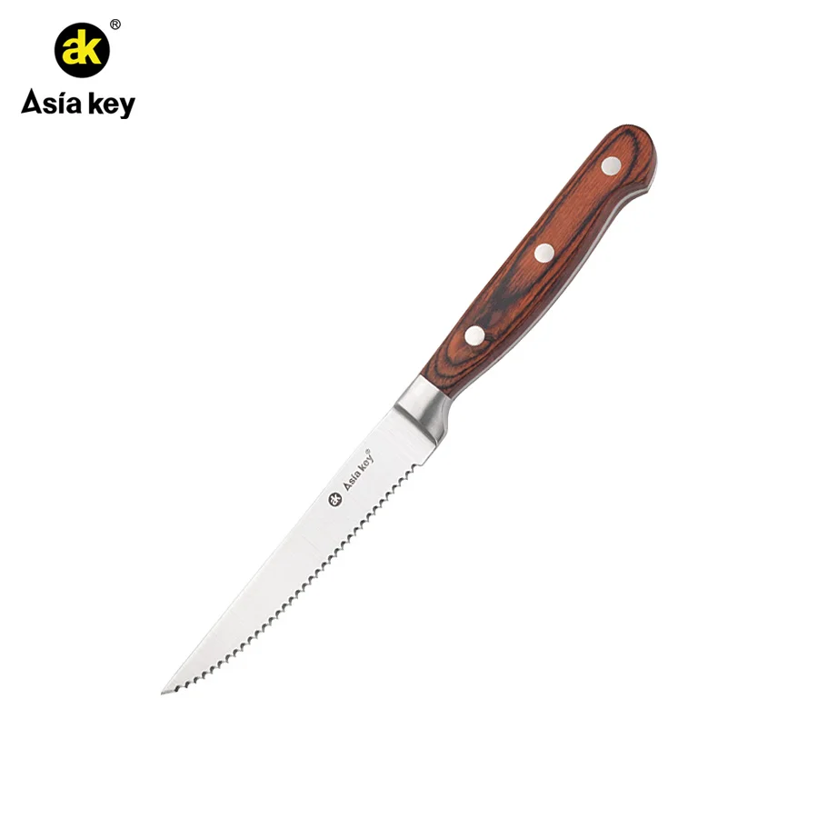 
Asiakey 13pcs wooden stand S/S kitchen knife set with pakka wood handle 