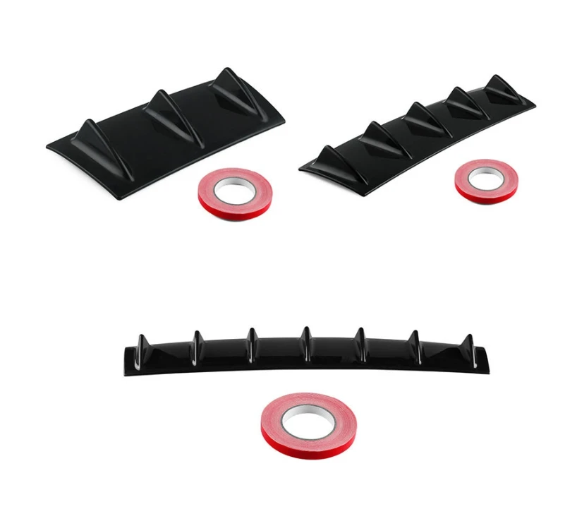 

3/5/7 Fin Universal Car Rear Bumper Lip Diffuser ABS Plastic Top, Gloss black