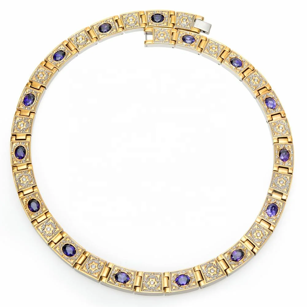 

Wollet Fashion Jewelry Wholesale Gold Plated Four In One Health Energy Bio Magnetic Titanium Necklace With Crystal