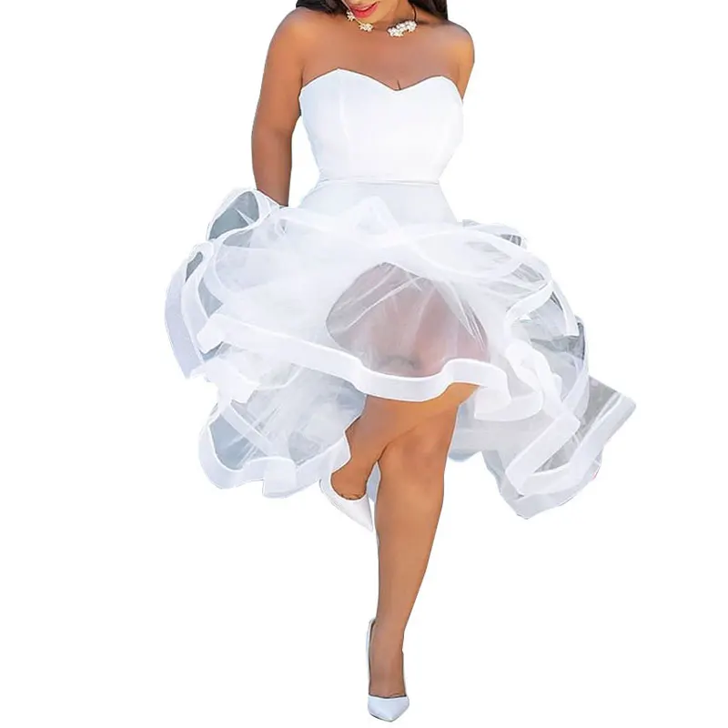 

90115-MX36 fashion white tube turkey party dresses women