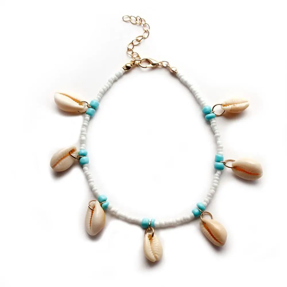 

2020 Ladies Body Women Metal Gold Beach Fashion Design Sexy Slave Cheap Jewelry Foot Seeds Beads Shell Anklet Chain For Girls