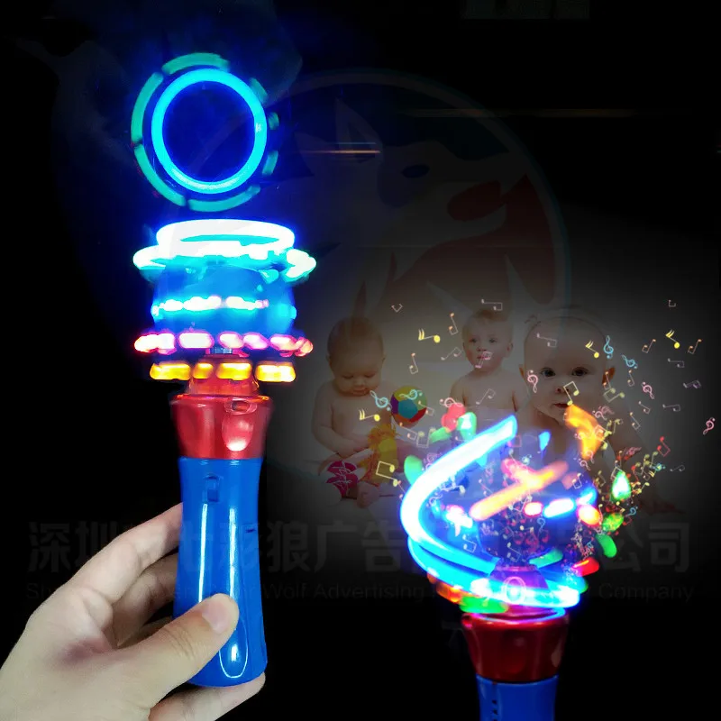 1 Blue Flashing LED Spinning Windmill Light Up Toy Music Glow Wand Windmills 