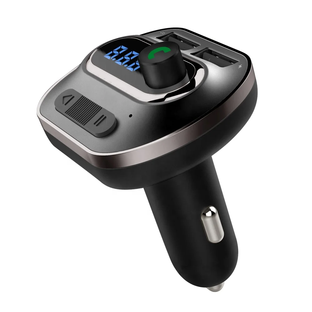 

T19-Bluetooth4.2 Car Kit with APP Car Locator AUX out/U disk/micro SD 2 USB Charger Handsfree FM Transmitter MP3 Player-AGETUNR