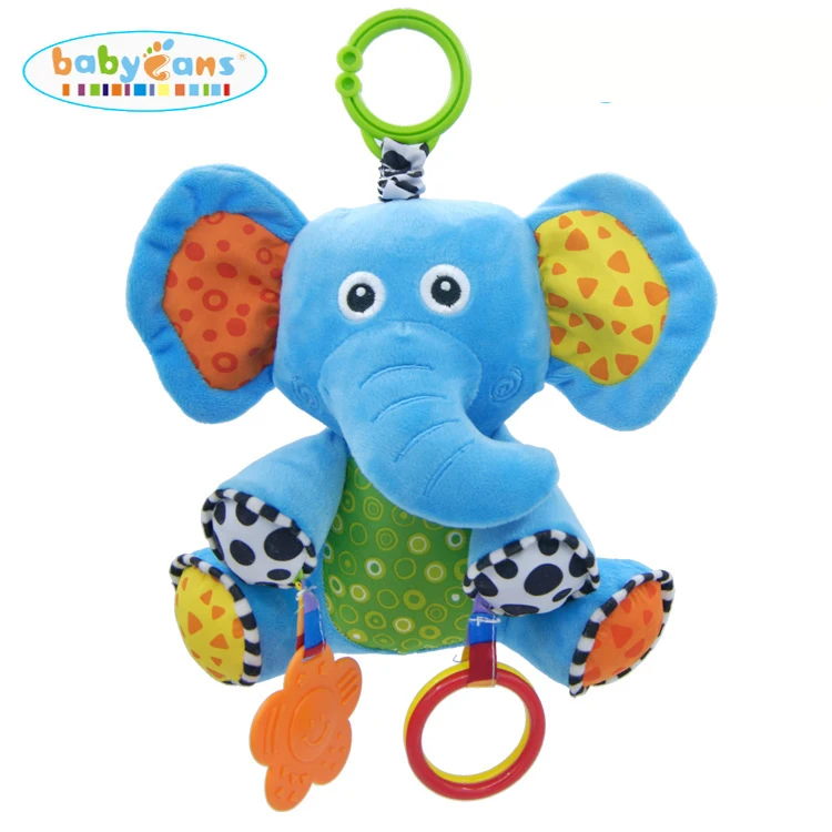 0-3 year hot sale  baby plush teething  elephant vibration bell sound toy for kids