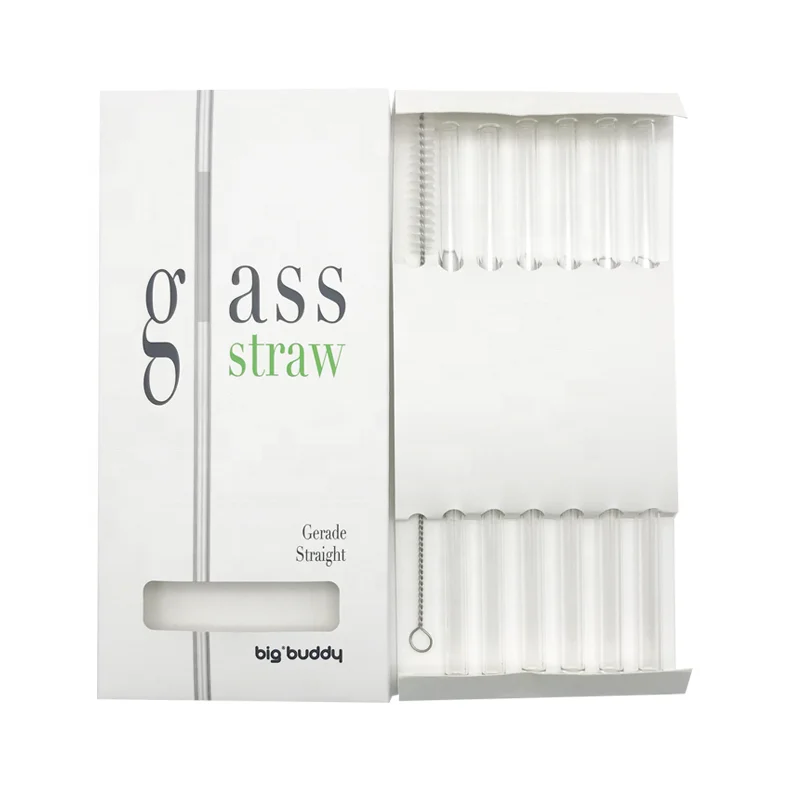 

Food grade laser logo drinking glass straw reusable straw