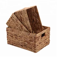 

Eco friendly rectangular water hyacinth woven storage basket