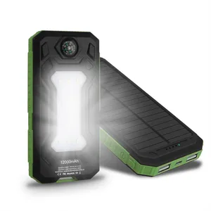 10000mAh Mobile Solar Charger Compass