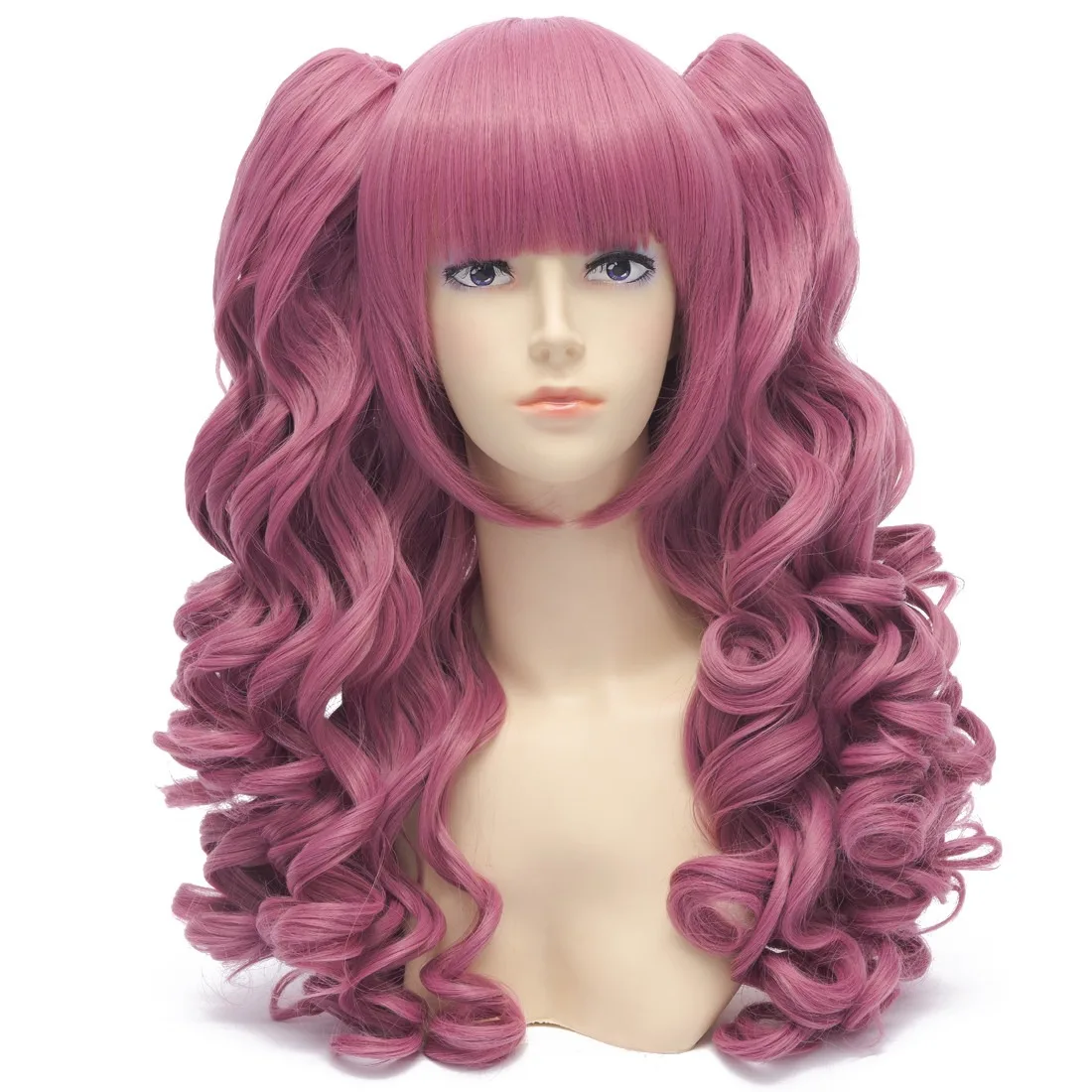 red pigtail cosplay wig