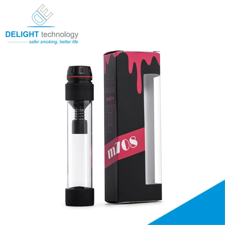 

E cig glass pipe dab rig vaporizer dry herb M708 herbal smoke vape pen vaporizer, Black+clear/ color