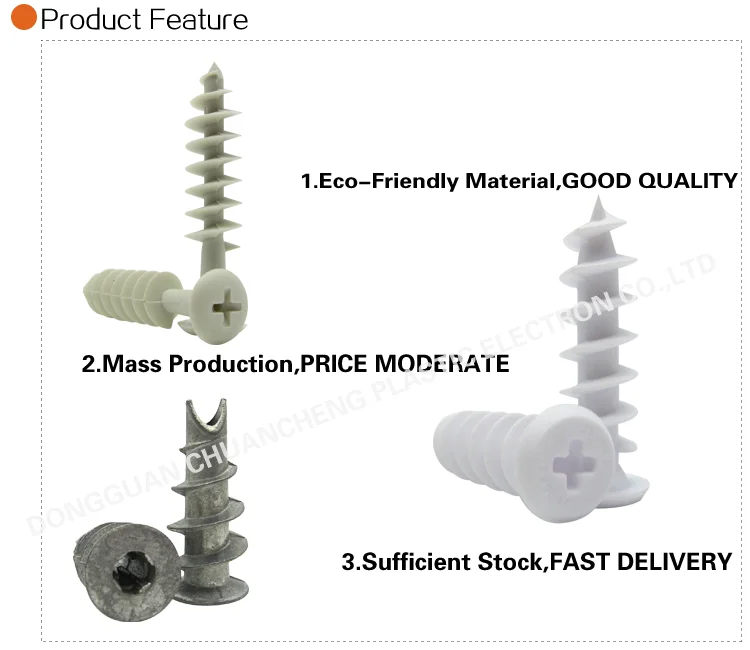 Nylon Drywall Anchor Plastic Anchor With Screw Self Drilling Wall Plug