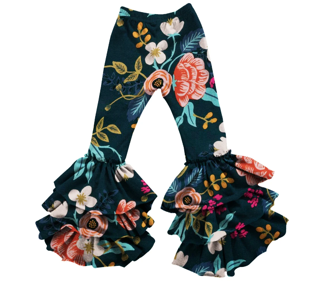 Baby Girl Cotton Boutique Ruffle Pants Tripe Ruffles Long Leggings Kids