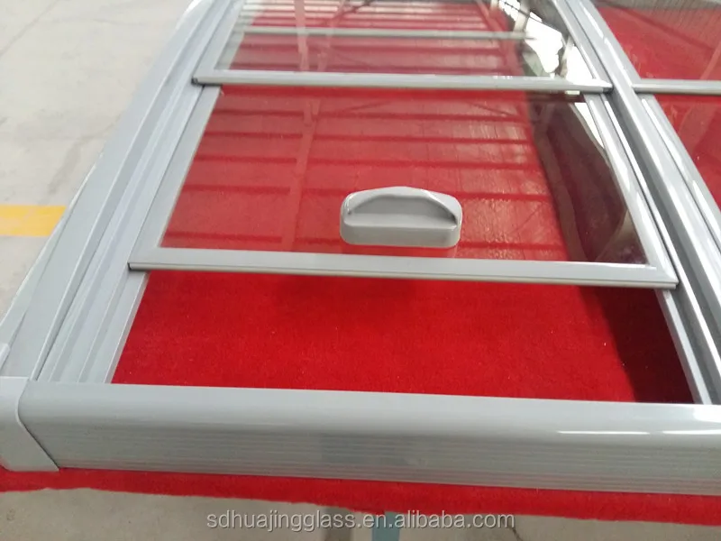 freezer horizontal with cover glass Sliding Curved Glass Door for Ice Cream Display Case