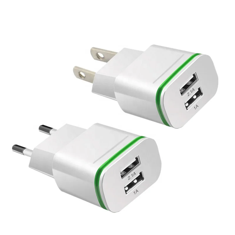 

Smart LED Light EU Plug 2 Ports USB Charger 5V 2A Fast Wall Adapter Mobile Phone Charging For i-Phone 5 6 7 i-Pad Sam-sung