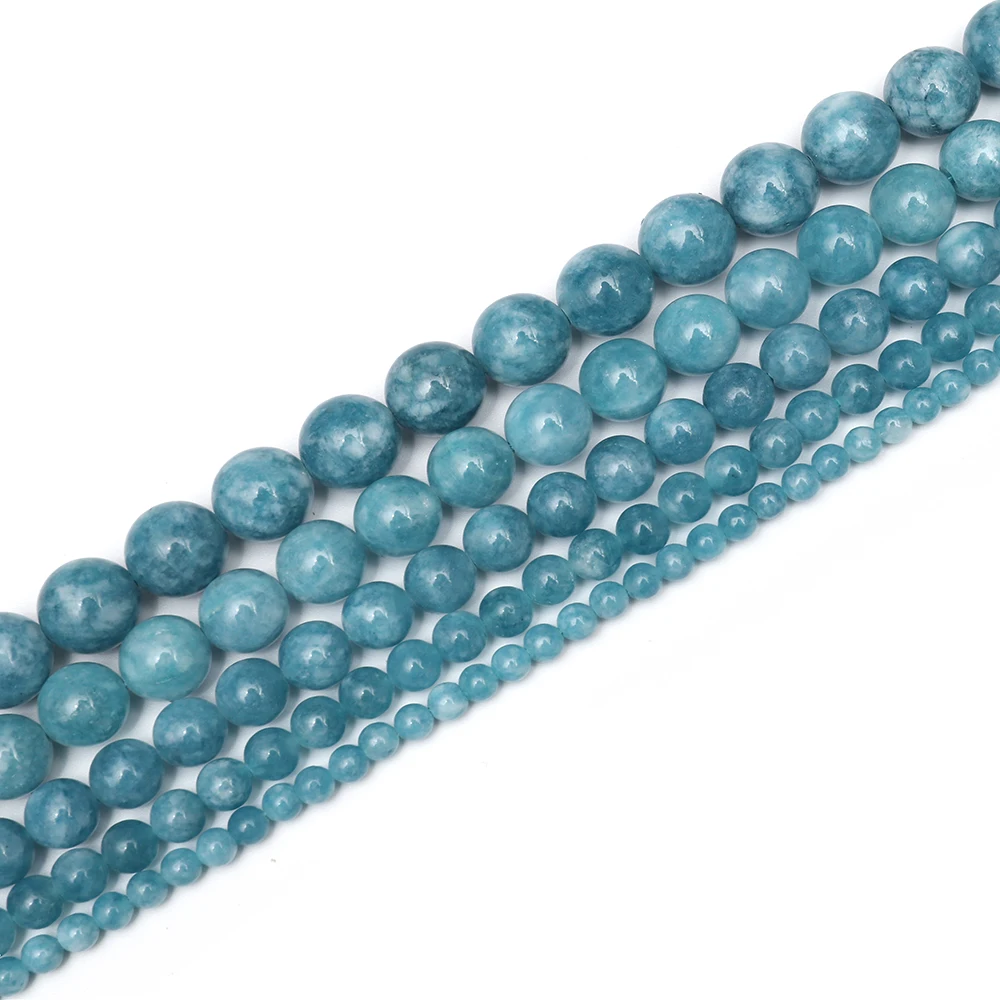 

2019 Wholesale Lot New Natural 4mm 6mm 8mm 10mm 12mm Round Gemstone Loose Beads Dyed Blue Aquamarine Stone