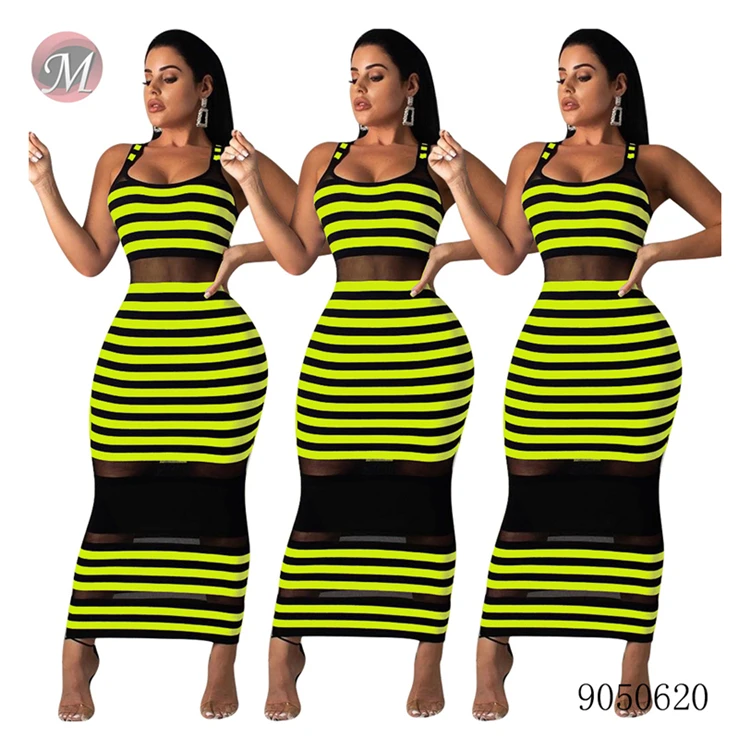 9050620 queenmoen women ladies fashion dresses stripe long maxi sleeveless casual dress
