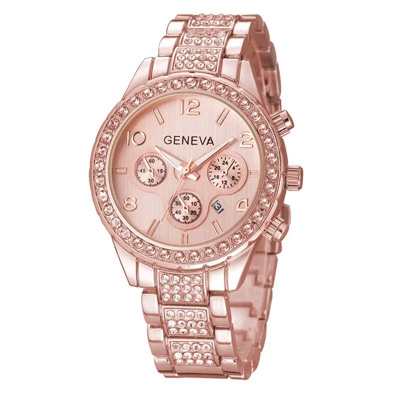 

Vintage geneva watch women Bracelet wristwatches ladies diamond bracelet watch custom logo buckle dial watch, Red/ white/ blue