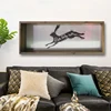 Natural look aluminum printing running rabbit shadow box frames, wall shelf for home decor