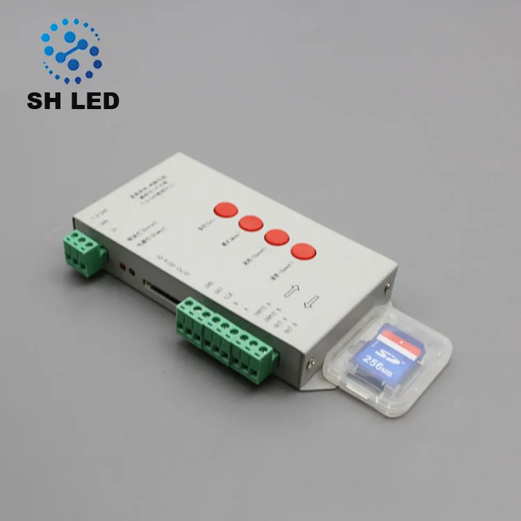 Single-port output 2048 pixels 512 dmx programmable ws2811 rgb led pixel sd card led controller t1000s