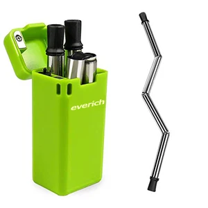 Image of Flexible 9mm folding drinking straw stainless steel cup and stainless steel Straw