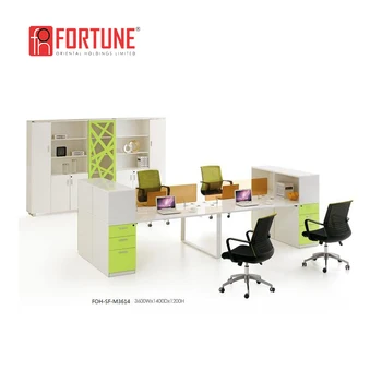 4 Person Computer Office Workstation With Cubicle Accessories