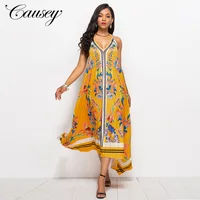 

African Women Hot Custom Floral Print Cami Maxi Dress