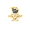 4 Color DIY Handmade Accessory Micro Pave CZ Stone Diced Abalone Shell Boy Family Connector Brass Bead Bracelet Charms