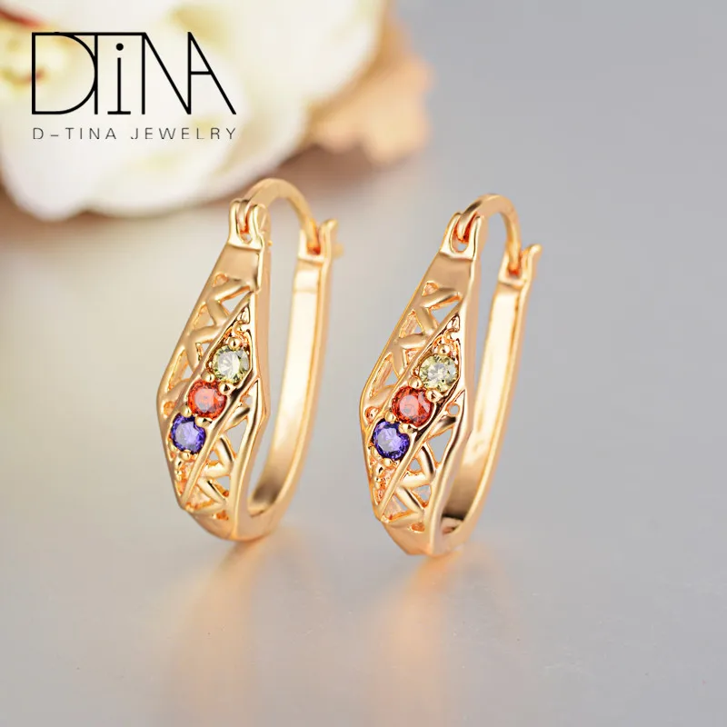 

Dtina18 k gold plated cubic zirconia hoop earrings jewelry for women