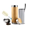 Wedding Gift Christmas Promotional Double Wall Stainless Steel Bamboo Travel Thermos Mug With Infuser
