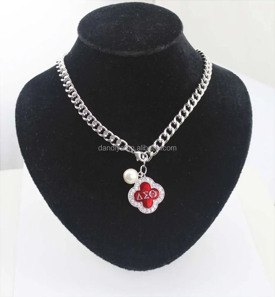 

Delta Sigma Theta chain Necklace on rhinestone Sorority &Fraternity products Jewelry