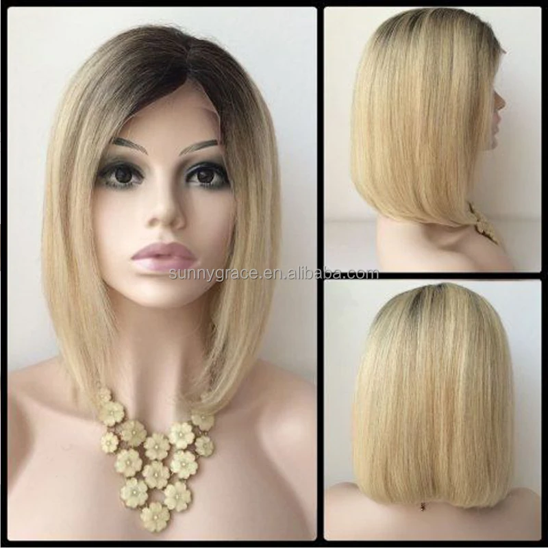 

Long wavy ombre blond color high quality virgin brazilian human hair full lace wig lace front wig for black women, N/a