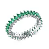 Green Blue Colors Luxury Platinum Plated Cubic Zirconia Solitaire Ring Channel Setting Cubic Zirconia Engagement Ring