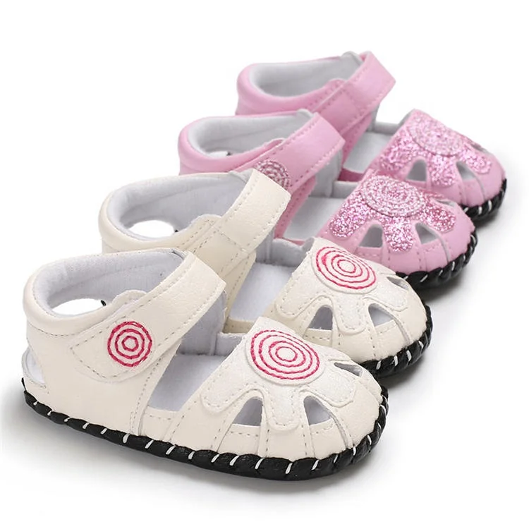 

Free sample Rubber sole Round toe 0-18 months infant prewalker sandals baby, White pink