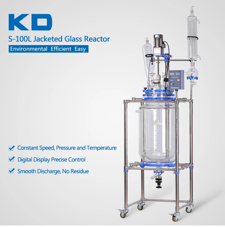 20l Laboratory Double Glass Lined Reactor With Condenser With Teflon