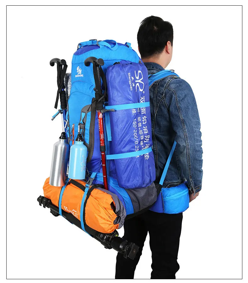 

high capacity Light carrying outdoor travel Camping backpack hiking waterproof 60l, Customized color