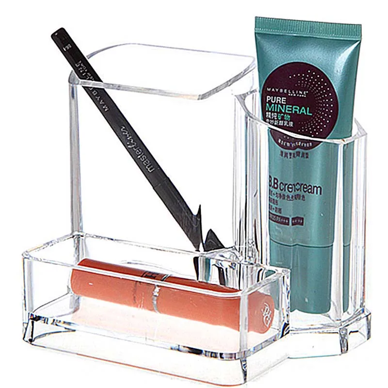 

Acrylic Makeup Organizer Makeup Brushes Cosmetic Brush Holder 3 Compartment Storage Display Box