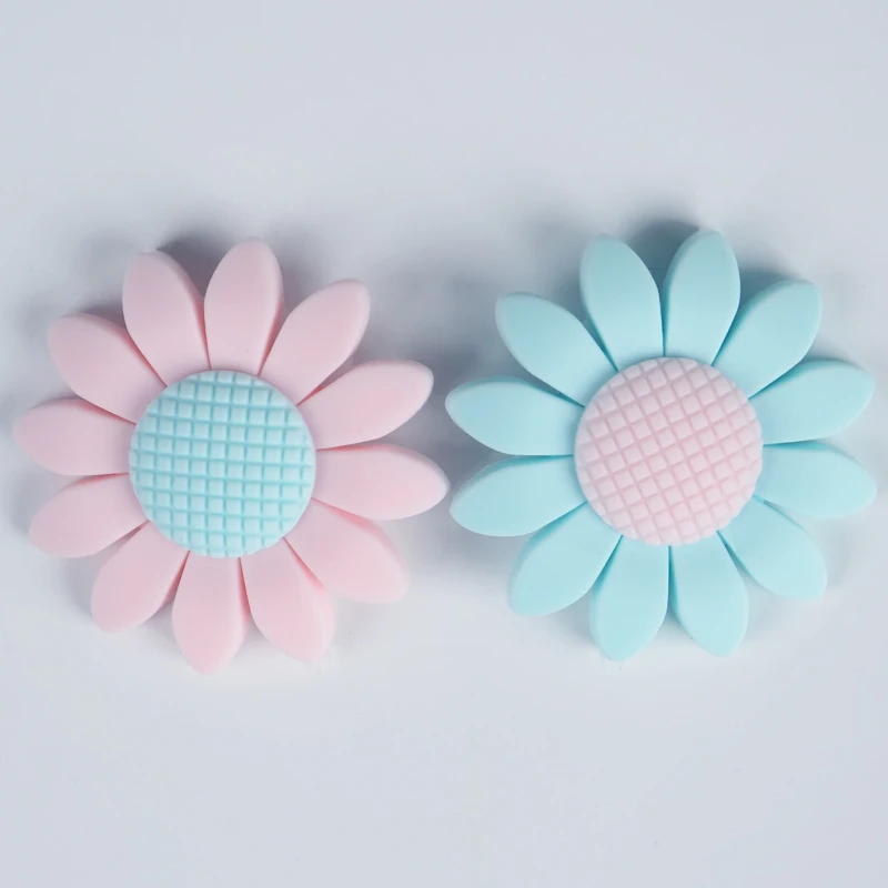 

sunflower shape pattern teether silicone beads bpa free