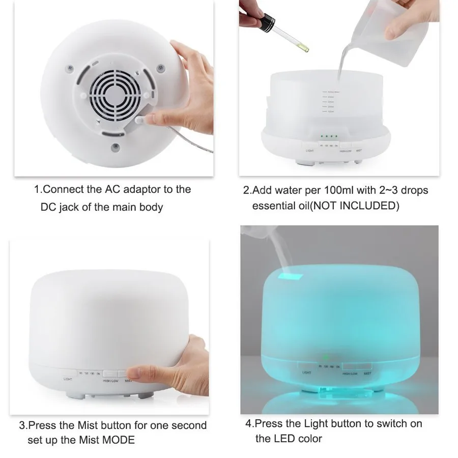 7 Colors Led Light Ultrasonic Humidifier 300 Ml Aromatherapy Aroma