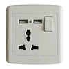 BS/UK 1 gang 13A 110-250V 220V 240V AC 3 pin multi universal socket+2 USB ports DC 5V 2.1A wall switched socket with indicator
