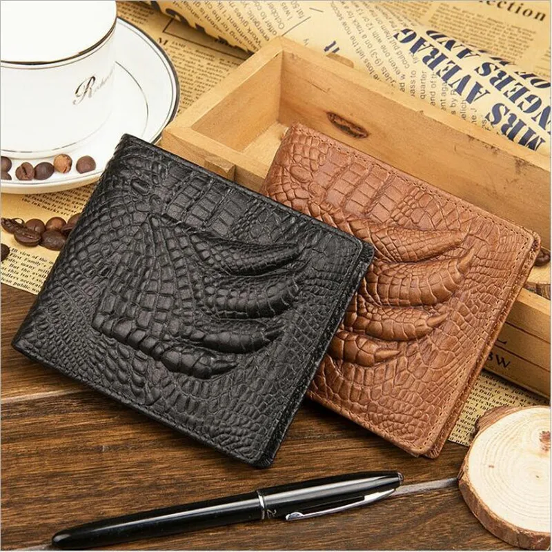 

New Restoring ancient Men's Genuine Leather Wallets Crocodile Grain Bifold Rfid Blocking Wallet factory wholesale, As picture