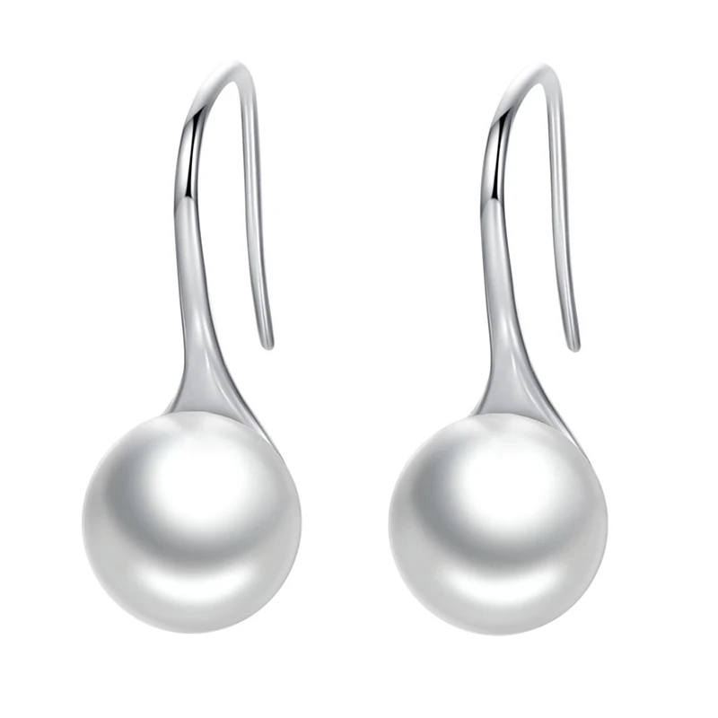 

Pure Elegant Round 925 Sterling Silver Pearl Drop Earrings, Picture