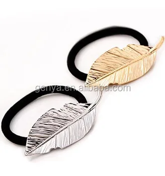 Fancy Lady Leaf Hair Elastics Hair Ties With Metal Charms Buy