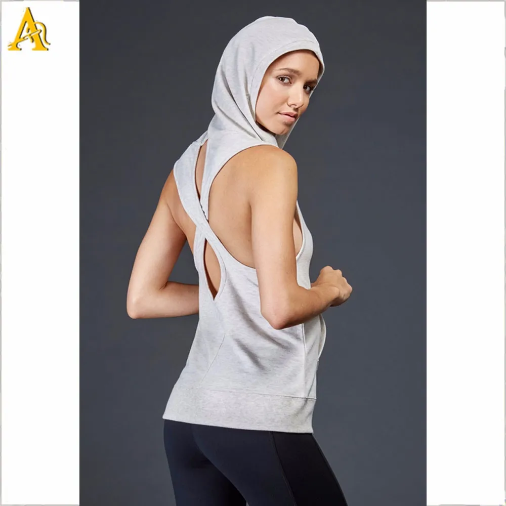 Wholesale Women Sportswear Hooded Tank Top Women Lightweight Sleeveless Hoodie Buy Tank Top