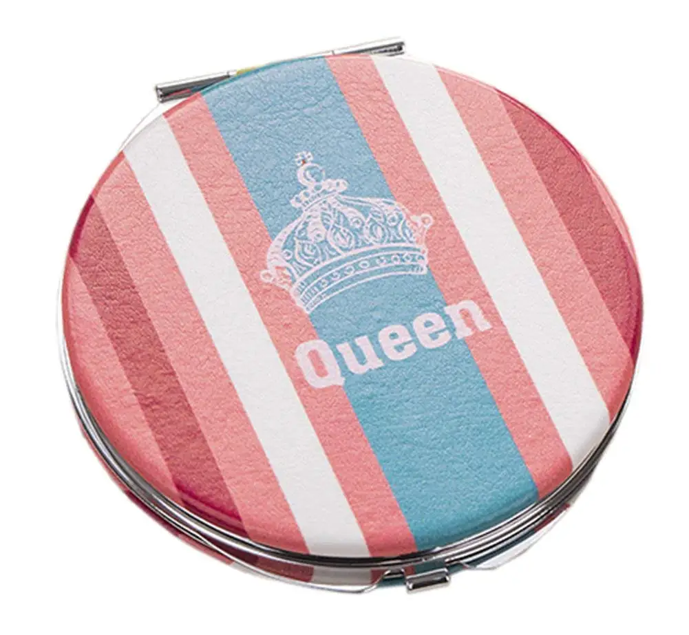 Blancho Bedding Leather Mirror Portable Folding Vanity Mirror Makeup Mirror Double-sided Cosmetics Mirror #69