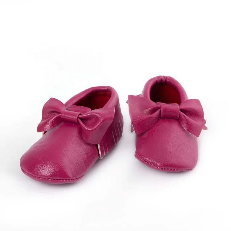 Butterfly-Knot Design Soft Sole Leather Baby Moccasins Shoes For Boys And Girls Unisex