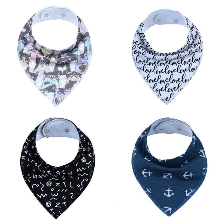 

100% Organic Cotton, Soft and Absorbent Baby Bandana Drool Bibs for Drooling and Teething, As photos